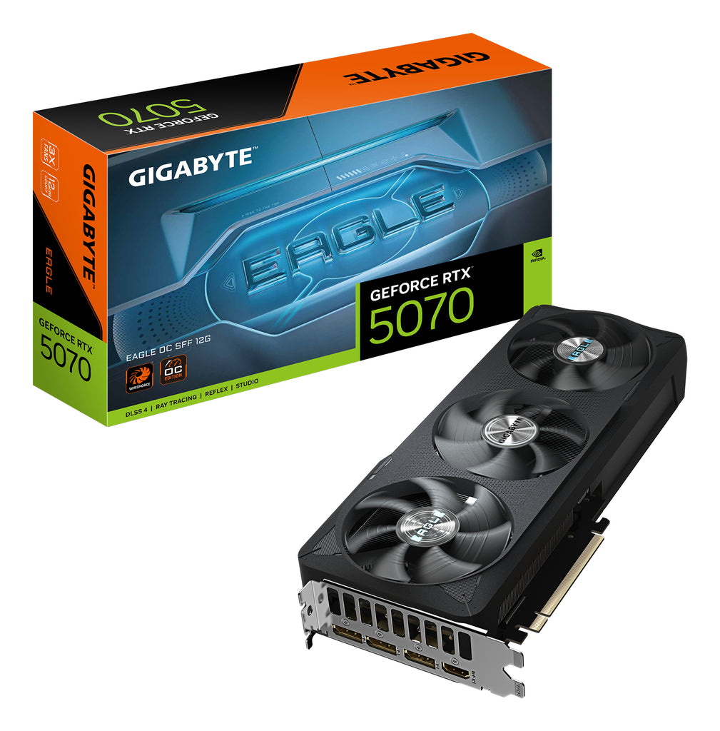 GeForce RTX 5070 EAGLE OC SFF 12G Tarjeta Grfica - 12GB GDDR7  192 bits  PCI-E 5.0  2587 MHz Core Clock  3 x DP 2.1b  1 x HDMI 2.1b  NVIDIA DLSS 4  GV-N5070EAGLE OC-12GD