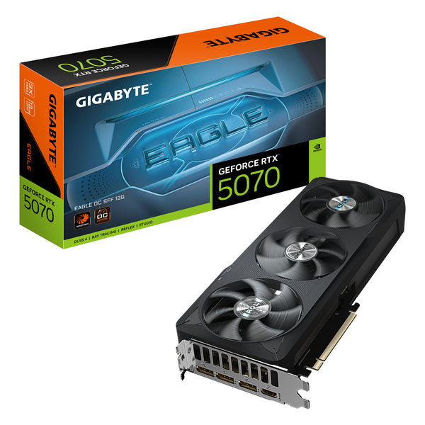 GeForce RTX 5070 EAGLE OC SFF 12G Tarjeta Grfica - 12GB GDDR7  192 bits  PCI-E 5.0  2587 MHz Core Clock  3 x DP 2.1b  1 x HDMI 2.1b  NVIDIA DLSS 4  GV-N5070EAGLE OC-12GD