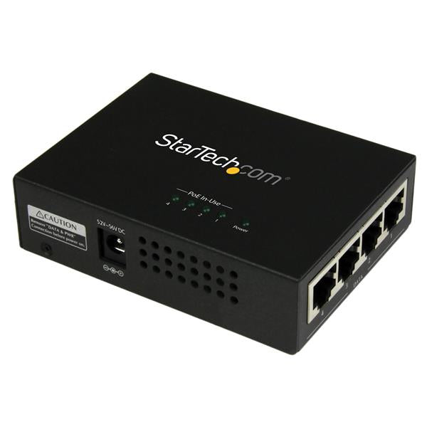 Inyector de Alimentacin PoE Power over Ethernet Midspan 4 Puertos Gigabit RJ45 de Pared - 802.3 at af