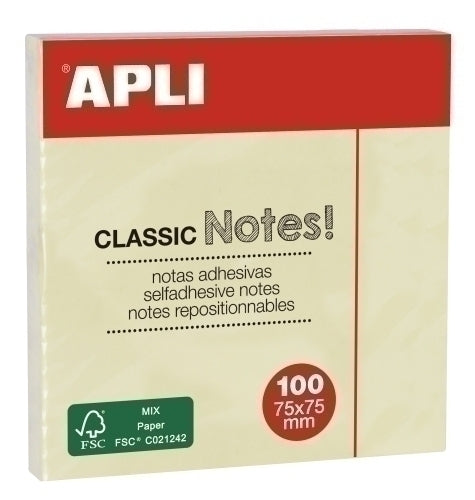 Bloc Notas Adhesivas Classic 75x75 Estndar Reposicionables 100h Amarillo