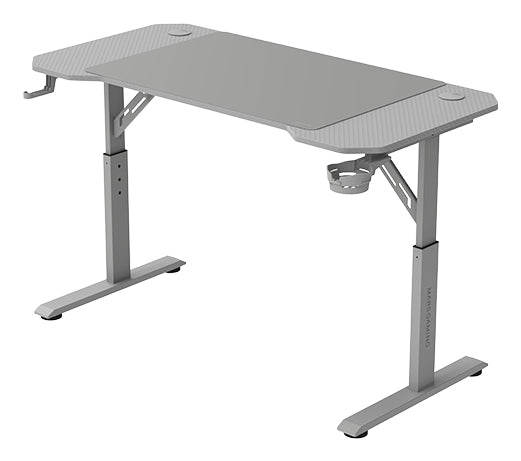 MGD-ERGO120  Mesa Altura Ajustable 3 Posiciones  Superficie Ergonmica  Estructura Metlica  Alfombrilla XXL  Soporte Auriculares y Bebida  Gestin Cableado  Mesa Gaming 120x60cm  Blanco