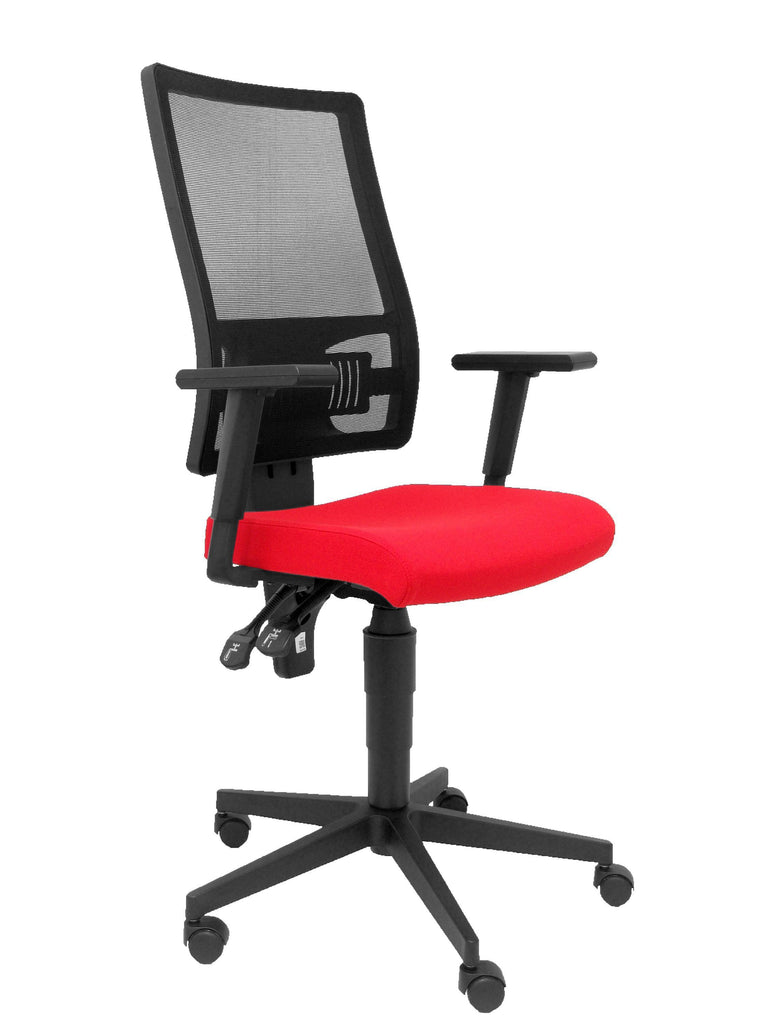 Silla Povedilla respaldo malla negro asiento bali rojo
