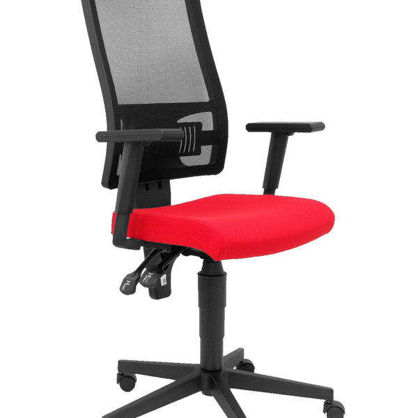 Silla Povedilla respaldo malla negro asiento bali rojo