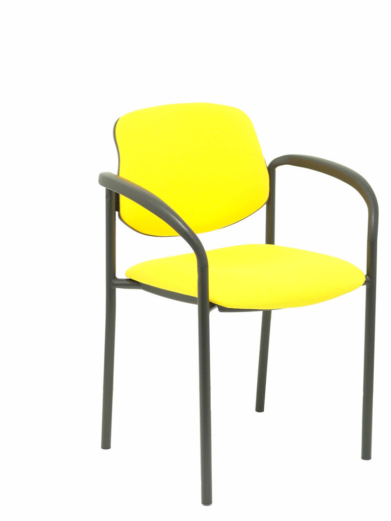 Silla fija Villalgordo bali amarillo chasis negro con brazos