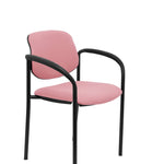 Silla fija Villalgordo bali rosa chasis negro con brazos