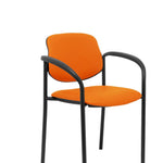 Silla fija Villalgordo similpiel naranja chasis negro con brazos