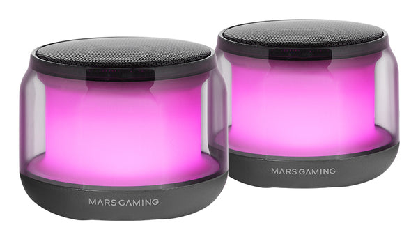 MS-AURA  Altavoces Bluetooth 5.3  Chipset DSP Personalizado 15W  Iluminacin RGB con Diseo ClearView 360  Altavoces Compactos con Caja de Control de Volumen y RGB  Entrada AUX-IN  Negro