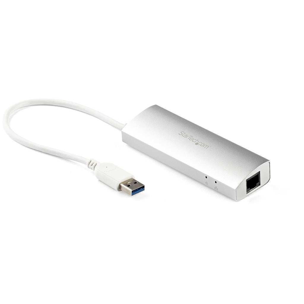 Hub Ladrn USB 3.0 de 3 Puertos con Adaptador de Red Ethernet Gigabit - Hub Concentrador USB-A - Alimentado por el Bus - 5Gbps - Hub USB Porttil - Carcasa Resistente
