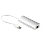 Hub Ladrn USB 3.0 de 3 Puertos con Adaptador de Red Ethernet Gigabit - Hub Concentrador USB-A - Alimentado por el Bus - 5Gbps - Hub USB Porttil - Carcasa Resistente