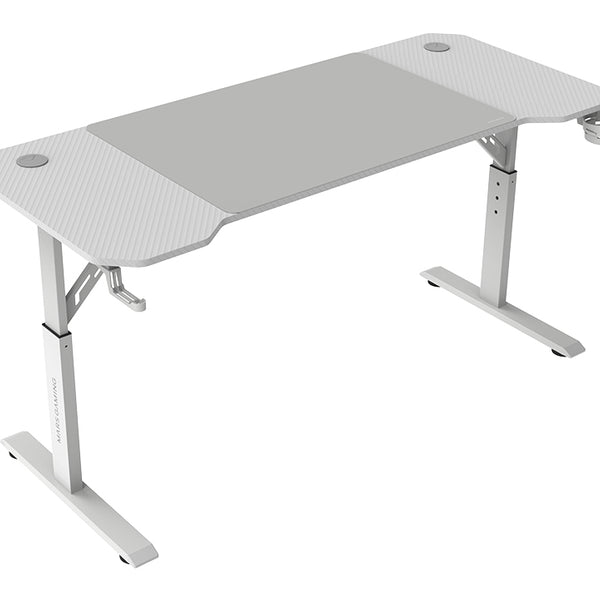 MGD-ERGO140  Mesa Altura Ajustable 3 Posiciones  Superficie Ergonmica  Estructura Metlica  Alfombrilla XXL  Soporte Auriculares + Bebida  Gestin Cableado  Mesa Gaming 140x60cm  Blanco