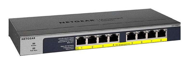GS108PP No administrado Gigabit Ethernet (10/100/1000) Energa sobre Ethernet (PoE) Negro