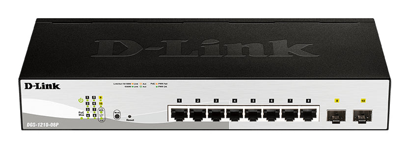 DGS-1210-08P Gestionado L2 Gigabit Ethernet (10/100/1000) Energa sobre Ethernet (PoE) Negro