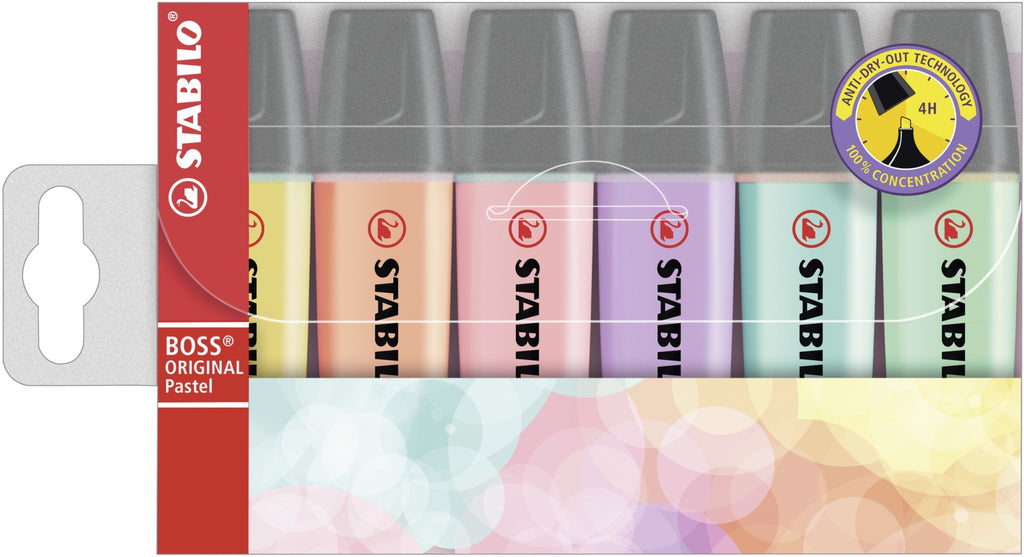 Boss Original Pastel marcador 6 pieza(s) Punta de cincel Lila  Menta  Melocotn  Rosa  Turquesa  Amarillo