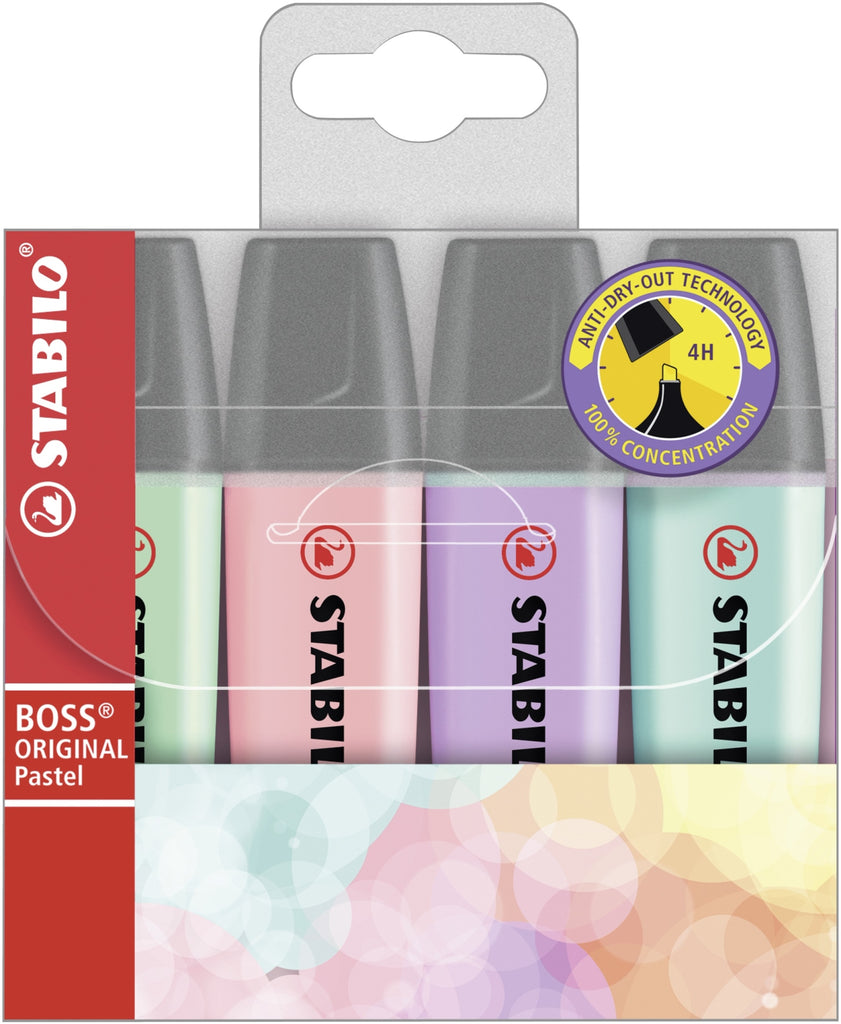 Boss Original Pastel marcador 4 pieza(s) Punta de cincel Lila  Menta  Rosa  Turquesa