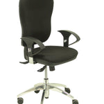 Silla Moral sincro tela negra brazos regulables