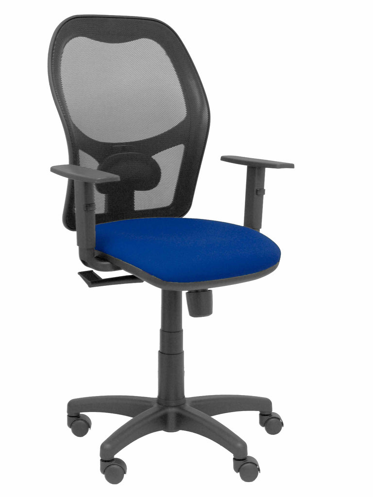 Silla Alocn malla negra asiento bali azul marino brazos regulables