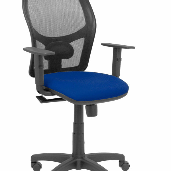 Silla Alocn malla negra asiento bali azul marino brazos regulables
