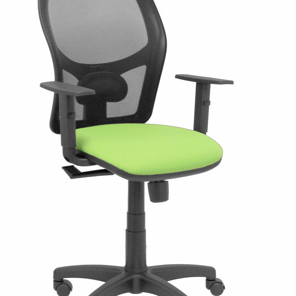 Silla Alocn malla negra asiento bali pistacho brazos regulables
