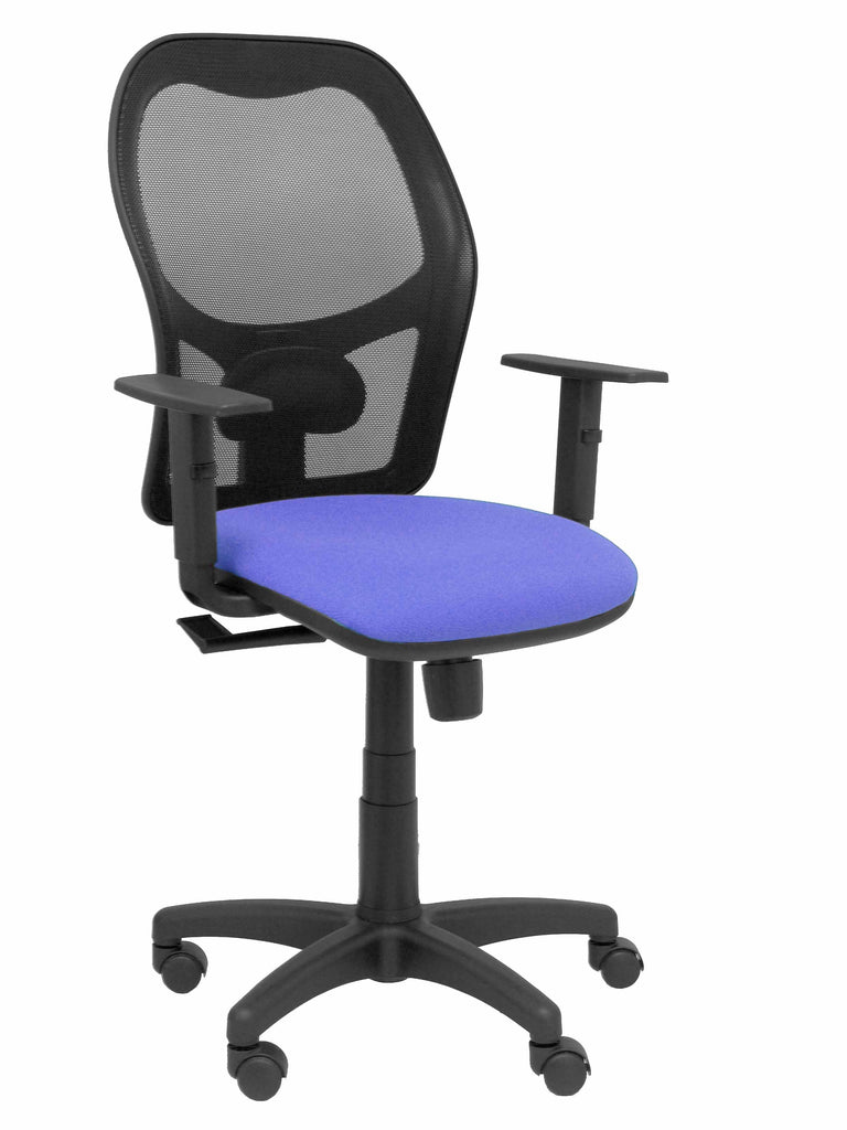 Silla Alocn malla negra asiento bali azul brazos regulables