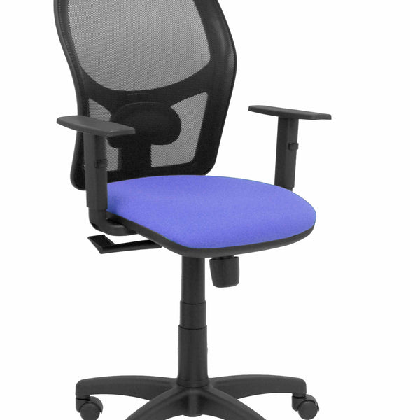 Silla Alocn malla negra asiento bali azul brazos regulables