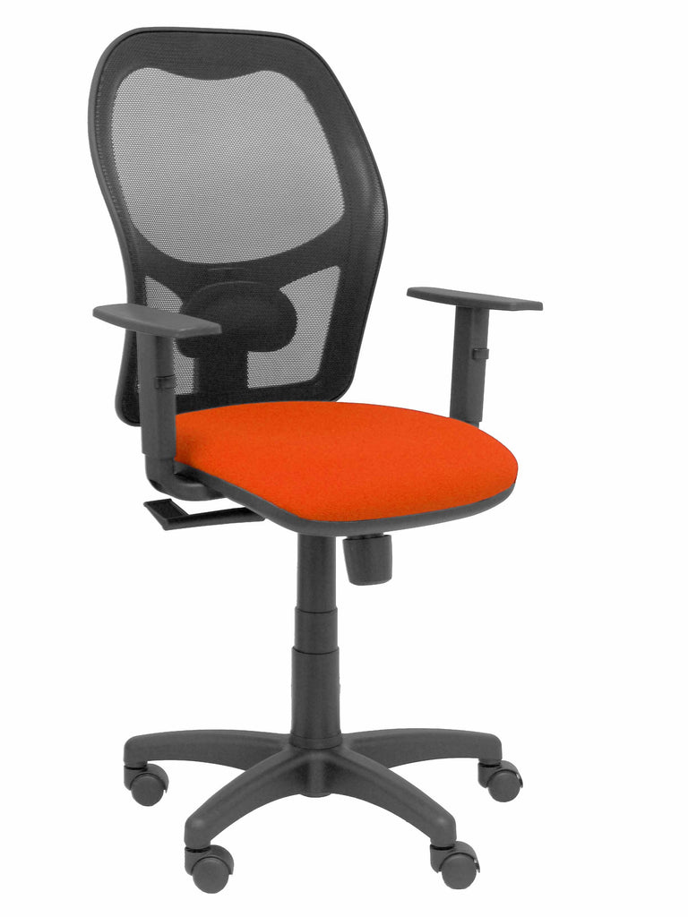 Silla Alocn malla negra asiento bali naranja brazos regulables