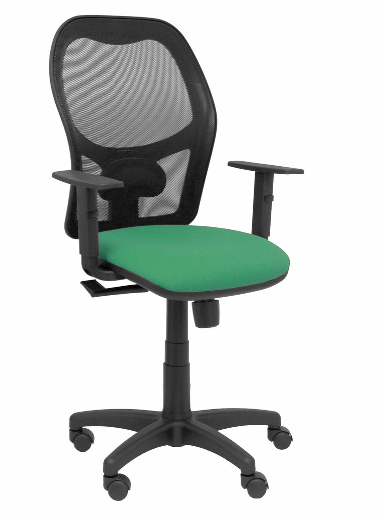 Silla Alocn malla negra asiento bali verde brazos regulables