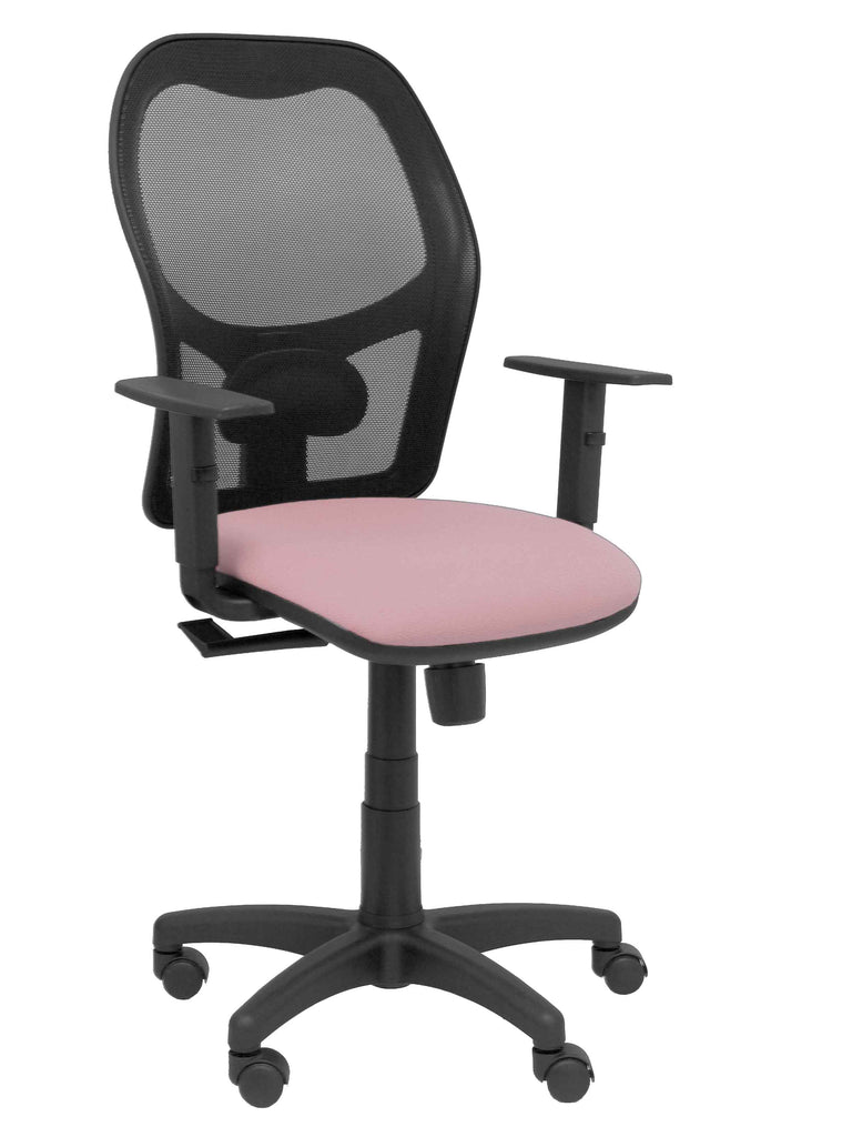 Silla Alocn malla negra asiento bali rosa brazos regulable