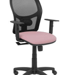 Silla Alocn malla negra asiento bali rosa brazos regulable