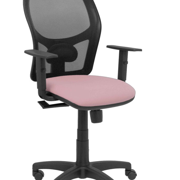 Silla Alocn malla negra asiento bali rosa brazos regulable