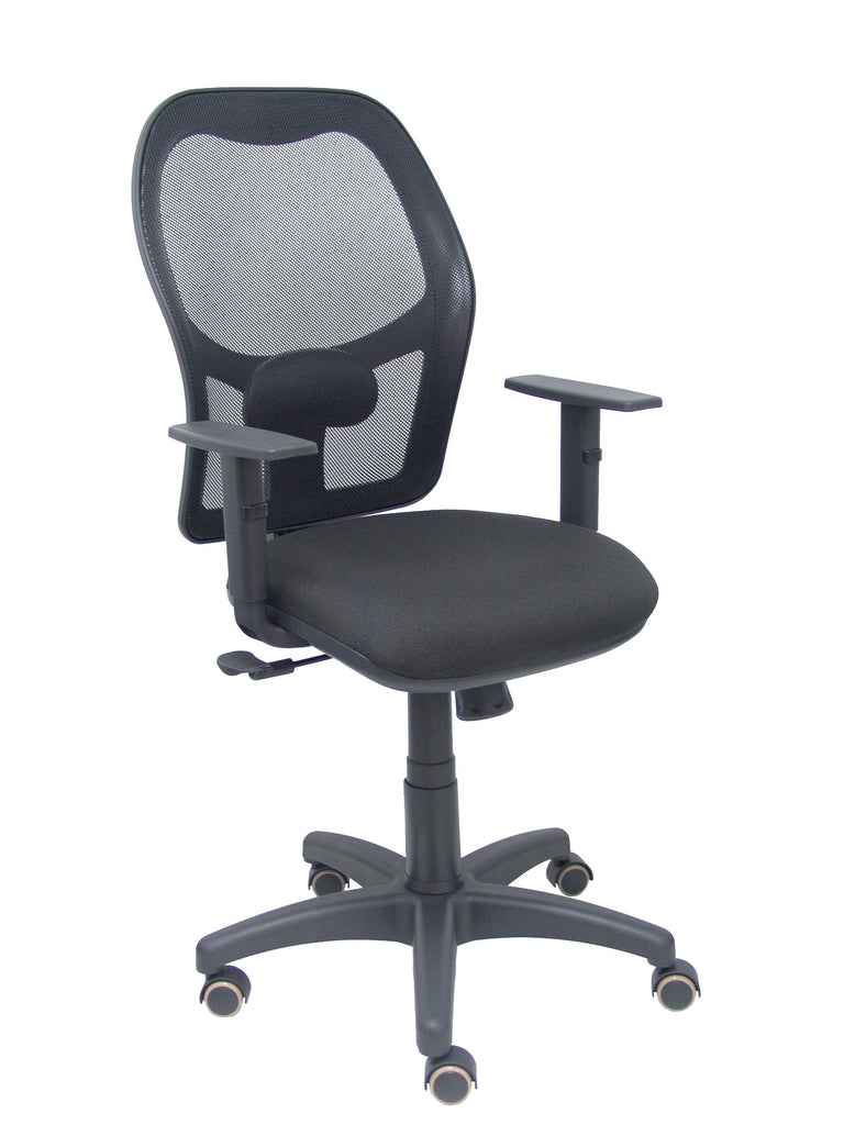 Silla Alocn malla negra asiento bali negro brazos regulables ruedas de parqu