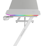 MGD-X140RGB  Mesa Gaming Ergonmica  Iluminacin ARGB con Mando  Fibra de Carbono  Alfombrilla XXL  Soporte Auriculares y Bebida  Gestin Cableado  Escritorio Gaming 140x60cm  Blanco
