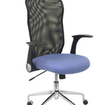 Silla Minaya respaldo malla negro asiento bali azul claro