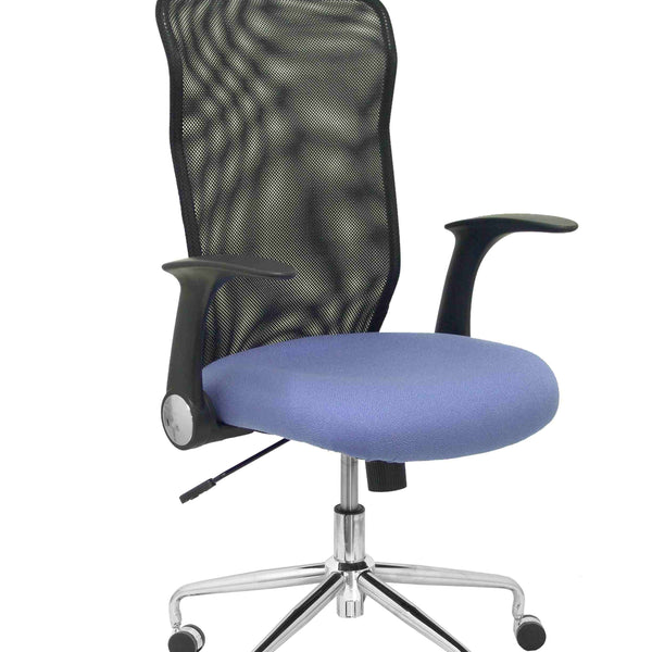 Silla Minaya respaldo malla negro asiento bali azul claro