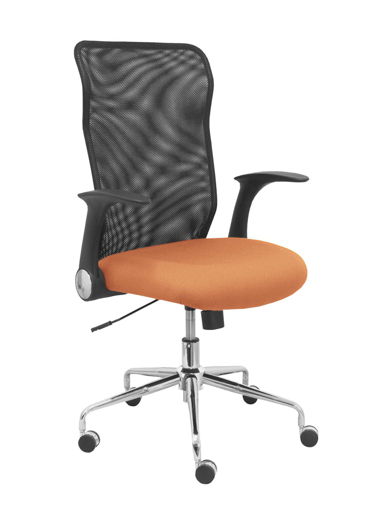 Silla Minaya respaldo malla negro asiento bali marrn