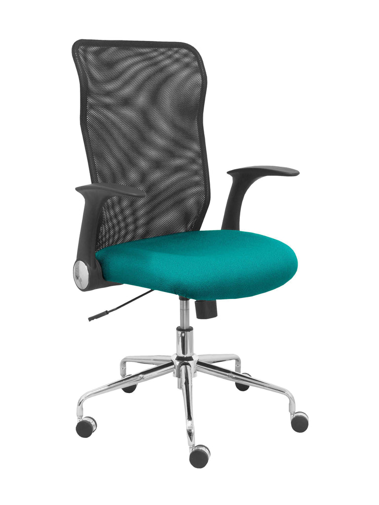 Silla Minaya respaldo malla negro asiento bali verde claro