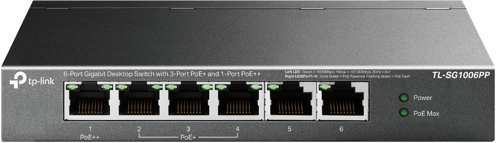 TL-SG1006PP switch No administrado Gigabit Ethernet (10/100/1000) Energa sobre Ethernet (PoE) Gris