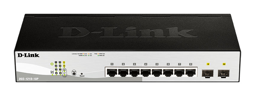 DGS-1210-10P switch Gestionado L2 Gigabit Ethernet (10/100/1000) Energa sobre Ethernet (PoE) 1U Negro