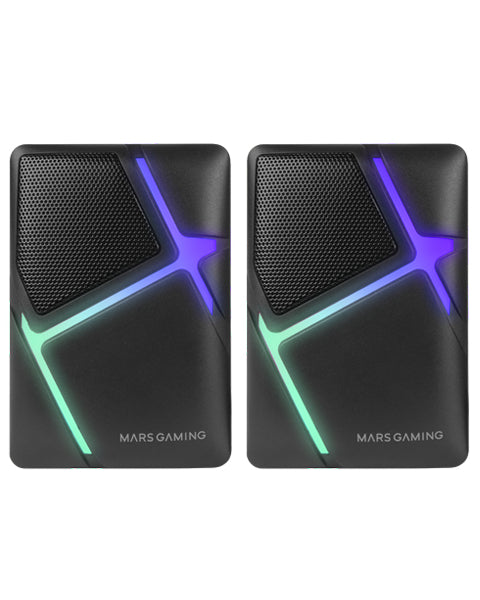 MS-H  Altavoces Gaming RGB Flow  Drivers Invertidos y Sonido 3D-Surround 10W  Altavoces Compactos con Caja de Control de Volumen  Conexin Universal Jack 3.5mm  Negro