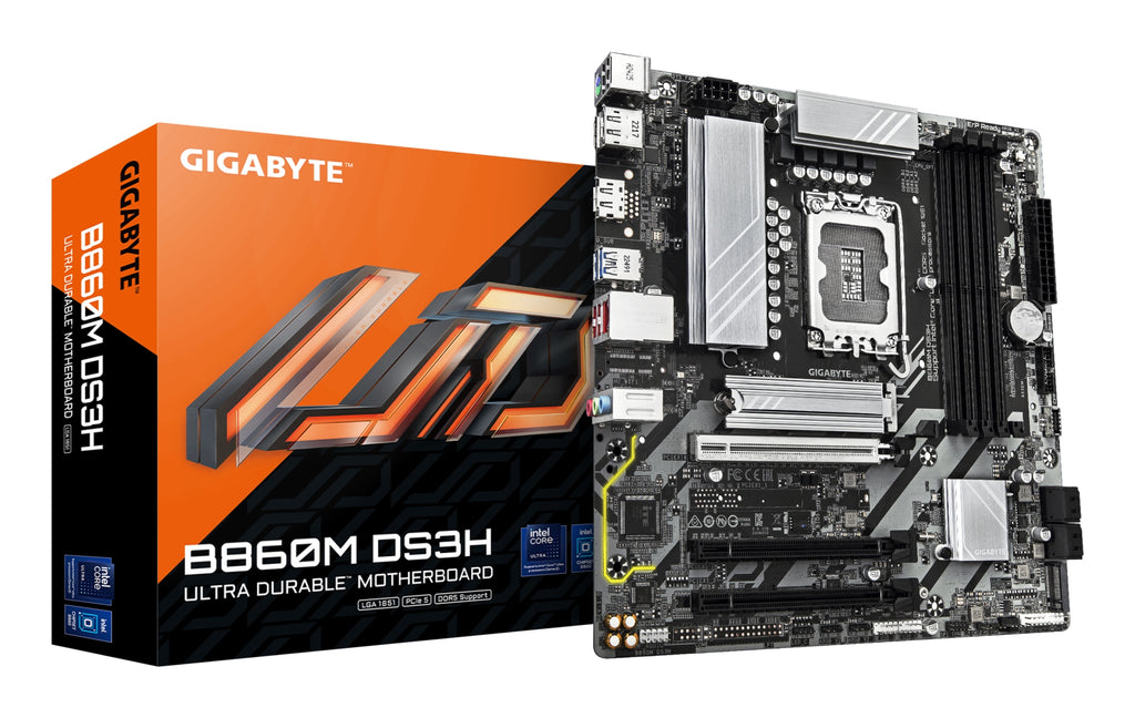 B860M DS3H Placa base - CPUs Intel Core Ultra  VRM de 5+1+2+1 fases  hasta 9066MHz DDR5  1xPCIe 5.0 + 1xPCIe 4.0 M.2  LAN 2 5 GbE  USB 3.2 Gen 2