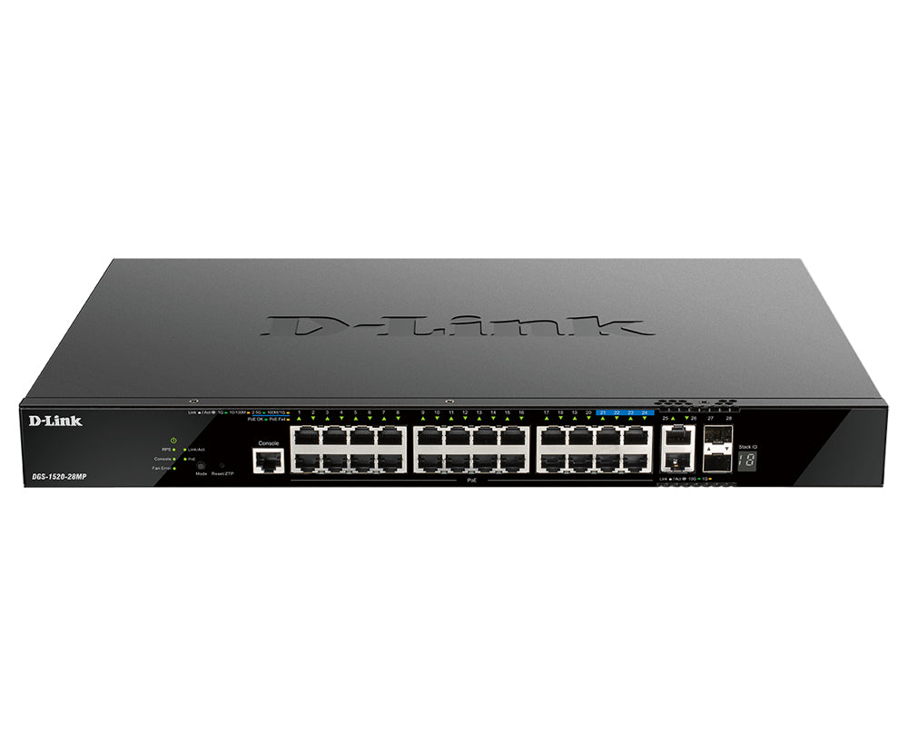DGS-1520-28MP switch Gestionado L3 Gigabit Ethernet (10/100/1000) Energa sobre Ethernet (PoE) 1U Negro