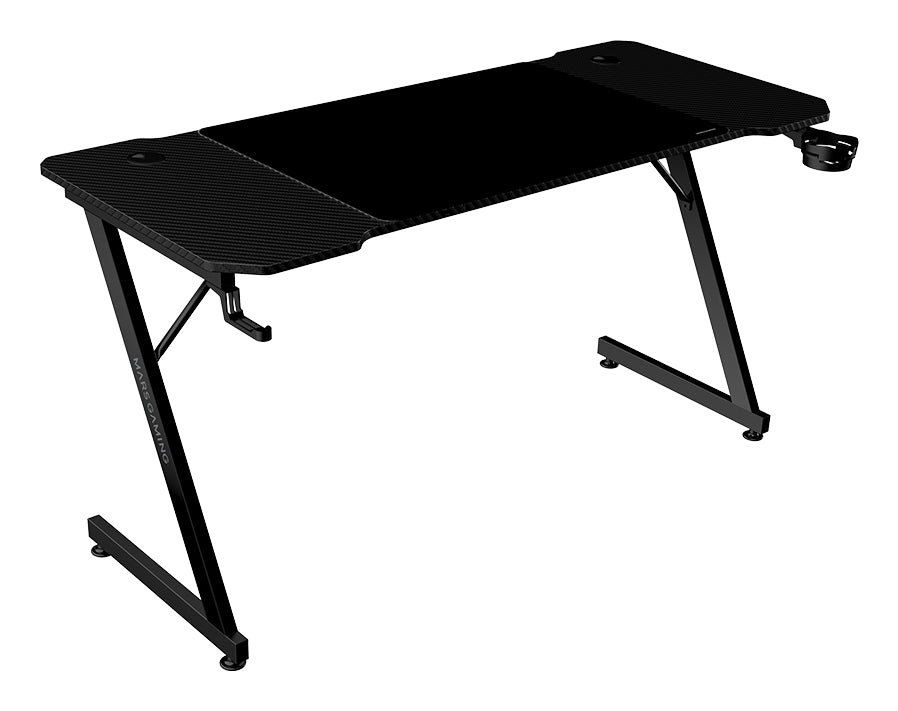 MGD-X140  Mesa Gaming Ergonmica  Superficie en Fibra de Carbono  Estructura Metlica  Alfombrilla XXL  Soporte Auriculares y Bebida  Gestin Cableado  Escritorio PC 140x60cm  Negro