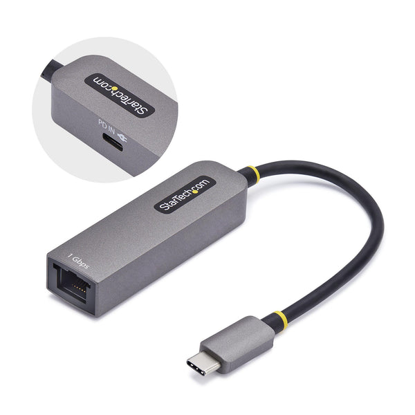 Adaptador de Red USB Tipo C a Ethernet - Adaptador de Red Externo USB-C a RJ45 de 1Gb - USB 3.1 - Entrega de Alimentacin PD de 100W de Paso - Compatible con Thunderbolt - Windows y Mac