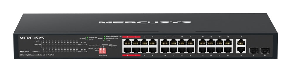 MS128GP switch Gigabit Ethernet (10/100/1000) Energa sobre Ethernet (PoE) 1U Negro