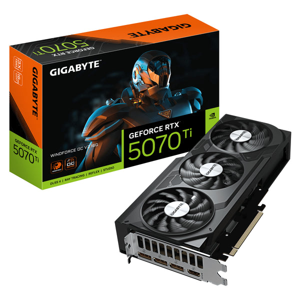 GeForce RTX 5070 Ti WINDFORCE OC V2 16G Tarjeta Grfica - 16GB GDDR6  256bit  PCI-E 5.0  2497 MHz Frecuencia del Ncleo  3 x DisplayPort  1 x HDMI  GV-N507TWF3OCV2-16GD