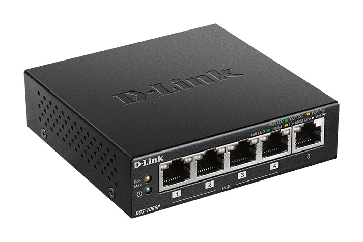 DGS-1005P No administrado L2 Gigabit Ethernet (10/100/1000) Energa sobre Ethernet (PoE) Negro