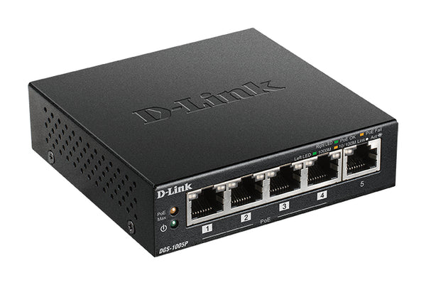 DGS-1005P No administrado L2 Gigabit Ethernet (10/100/1000) Energa sobre Ethernet (PoE) Negro