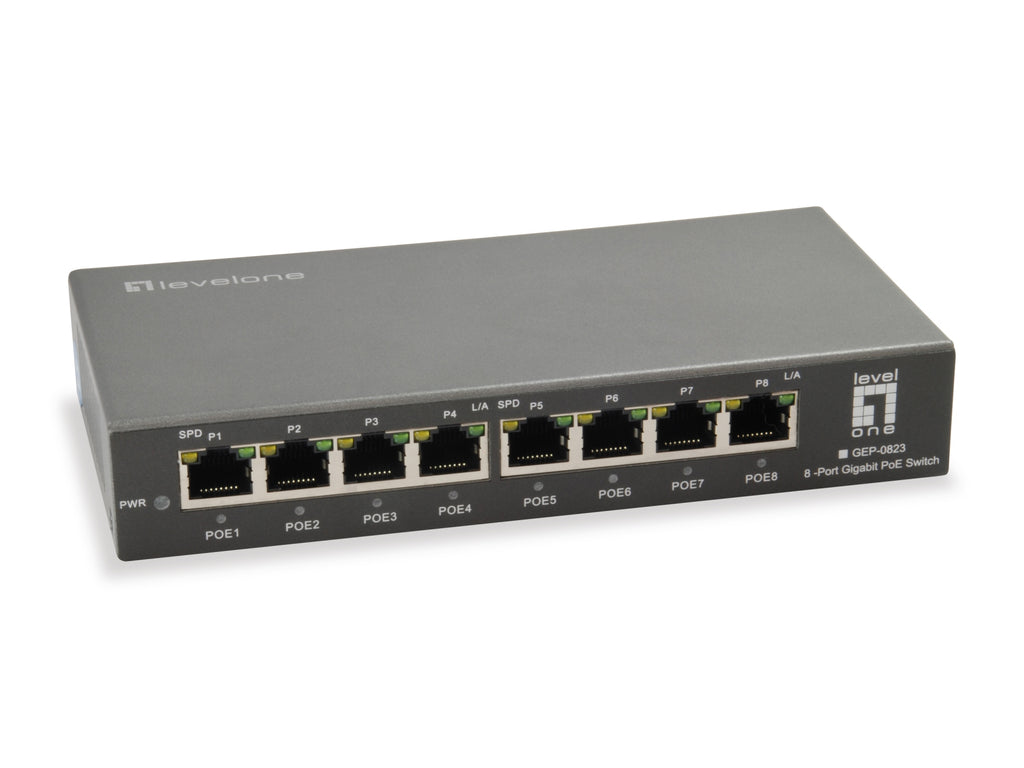 GEP-0823 switch Gigabit Ethernet (10/100/1000) Energa sobre Ethernet (PoE) Negro