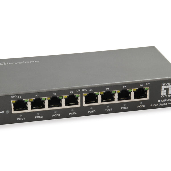 GEP-0823 switch Gigabit Ethernet (10/100/1000) Energa sobre Ethernet (PoE) Negro