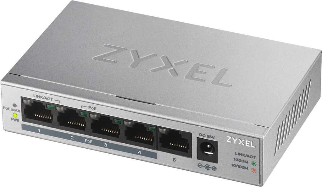 GS1005HP No administrado Gigabit Ethernet (10/100/1000) Energa sobre Ethernet (PoE) Plata