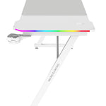 MGD-X160RGB  Mesa Gaming Ergonmica  Iluminacin ARGB con Mando  Fibra de Carbono  Alfombrilla XXL  Soporte Auriculares y Bebida  Gestin Cableado  Escritorio Gaming 160x60cm  Blanco